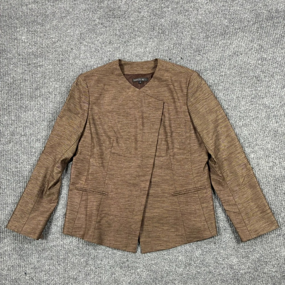 Lafayette 148 New York Womens 16 Brown Textured Blazer Jacket Career